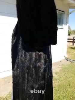 Excellente Méd Glossy Grande 42 Buste Black Mink Fur Longue Longueur Manteau