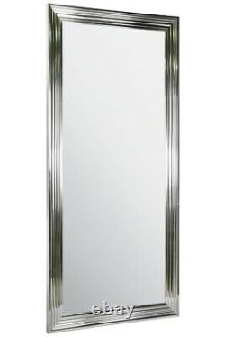 Extra Grand Argent / Chrome Miroir Mural Moderne Rétro Pleine Longueur 5ft6 X 2ft6