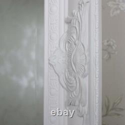 Extra Grand Blanc Pleine Longueur Mur Miroir Shabby Vintage Maison De Chambre Chic