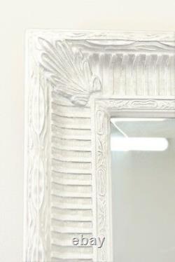 Extra Grand Bois Antique Blanc Mur Pleine Longueur Miroir 6ft7 X 4ft7 201 X 140cm