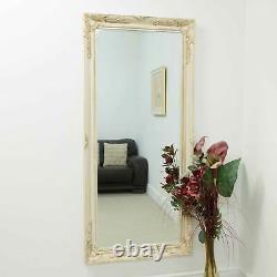 Extra Grand Miroir Mur D'ivoire Vintage Pleine Longueur 5ft7 X 2ft7 170cmx79cm