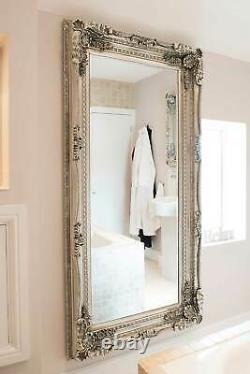 Extra Grand Miroir Mur En Argent Pleine Longueur Bois Vintage 5ft 9 X 2ft 11 175cm