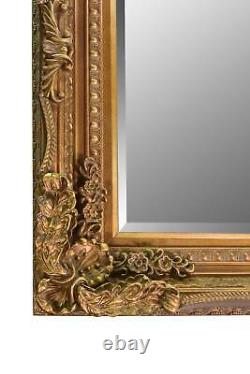Extra Grand Miroir Mur En Or Pleine Longueur Bois Vintage 5ft9 X 2ft10 175cm X 84cm