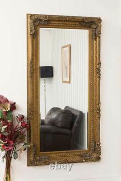 Extra Grand Miroir Mur En Or Pleine Longueur Bois Vintage 5ft9 X 2ft10 175cm X 84cm