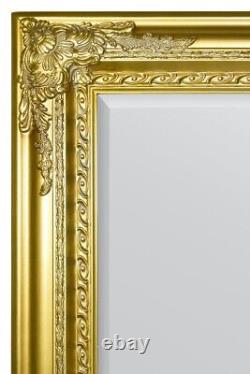 Extra Grand Miroir Or Ancien Mur Pleine Longueur 5ft10 X 2ft10 178cm X 87cm