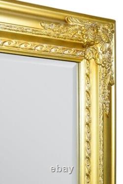 Extra Grand Miroir Or Ancien Mur Pleine Longueur 5ft10 X 2ft10 178cm X 87cm