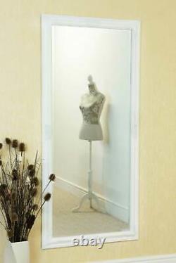 Extra Grand Miroir Plein Longueur Mur Blanc Antique 5ft3 X 2ft5 160cm X 73cm