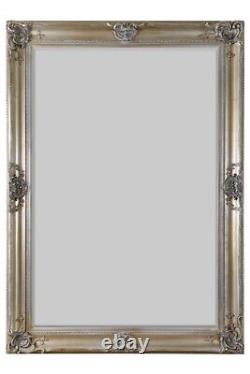 Extra Grand Miroir Pleine Longueur Argent Décoratif Mur Orné 213 X 152cm