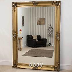 Extra Grand Miroir Pleine Longueur Plancher Maigre Mur D'or 7ft X 5ft 213 X 152cm