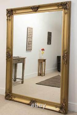 Extra Grand Miroir Pleine Longueur Plancher Maigre Mur D'or 7ft X 5ft 213 X 152cm