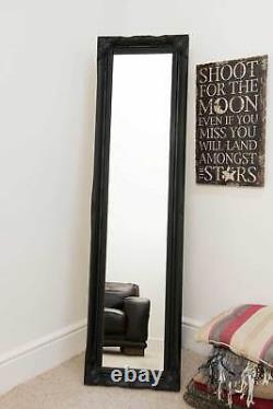 Extra Grande Longueur Pleine Noir Sol Debout Miroir Antique 5ft6 X 1ft6 167 X