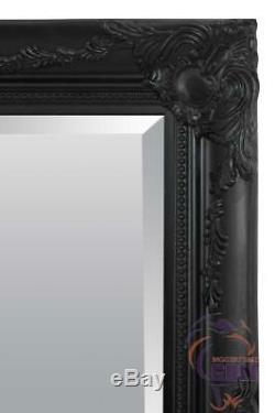Extra Large Antique Cadrage Ornement Styled Noir Miroir 5ft7 X 2ft7, 170x79cm