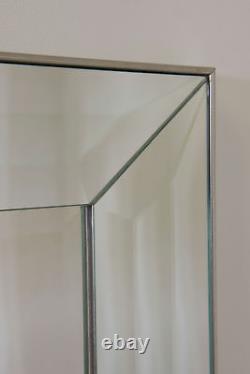 Extra Large Full Length Silver Tout Miroir Mural En Verre 6ft7 X 4ft7 202cm X 141cm