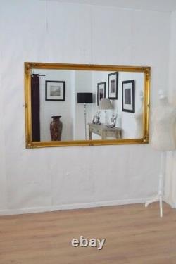 Extra Large Longueur Plein Mur D'or En Bois Peint Miroir Antique 5ft6 X 3ft6