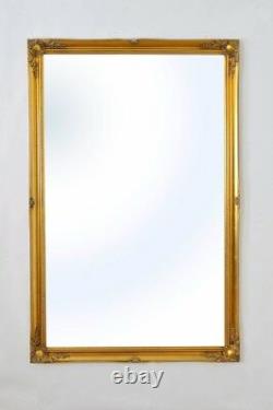 Extra Large Longueur Plein Mur D'or En Bois Peint Miroir Antique 5ft6 X 3ft6