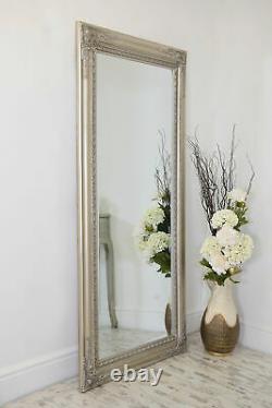 Extra Large Pleine Longueur Argent Antique Style Wall Mirror Wood Long 178cm X 87cm