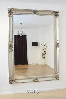 Extra Large Pleine Longueur Silver Decorative Ornate Wall Mirror 213 X 152cm