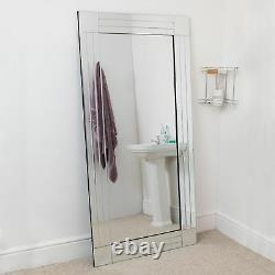 Extra Large Wall Mirror Full Length Silver All Glass Bathroom 5ft8x2ft9 174x85cm