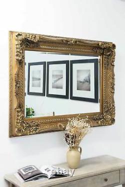 Extra Large Wall Mirror Gold Full Length Vintage Wood 4ft X 3ft 122 X 92cm