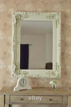 Extra Large Wall Mirror Ivoire Full Length Vintage Wood 4ft X 3ft 122cm X 91cm
