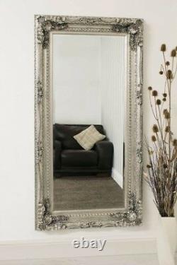 Extra Large Wall Mirror Silver Full Length Vintage Wood 6ft X 3ft 183cm X 91cm