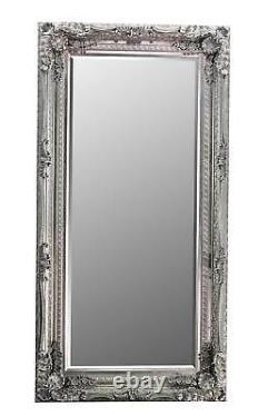 Extra Large Wall Mirror Silver Full Length Vintage Wood 6ft X 3ft 183cm X 91cm