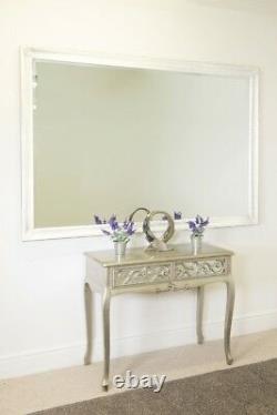 Extra Large White Antique Wall Mirror Pleine Longueur 6ft7 X 4ft7 201cm X 140cm