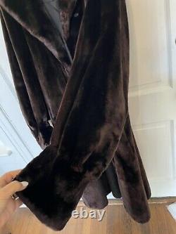 Fab Full Length Sheared Beaver Fur Coat Sz L Orig 3000 $ Jambe De Manchette D'agneau