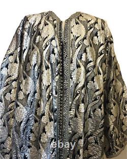 Fait Pour Mesurer Couture Pleine Longueur Kaftan/kimono, Argent Fait Main Grande