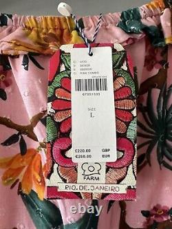 Farm Rio @ Anthropologie Rose Floral Tiered Maxi Robe Taille L Boho Prix De Vente Conseillé 220 £