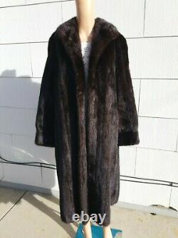 Glossy Medium 40 Buste Brun Foncé Mink Fur Full Longueur Manteau Long +plus C Boutique