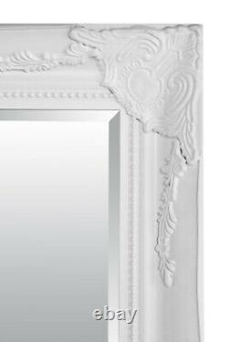 Grand Antique Plein Longueur Miroir Blanc Orné 5ft7 X 2ft7 170cm X 79cm