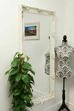 Grand Miroir Abbey Leaner Ivory Ornate Plein Longueur Mur 5ft6 X 2ft7 168cm X 79cm
