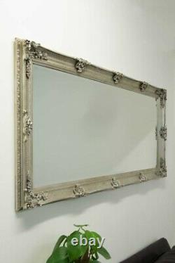 Grand Miroir Abbey Leaner Pleine Longueur Silver Wall 5ft5 X 2ft7 168cm X 78cm Nouveau