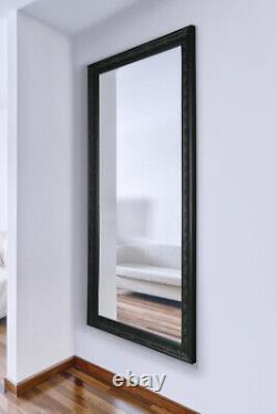 Grand Miroir Antique Design Full Length Black Wall 5ft3 X 2ft5 163cm X 73cm Nouveau