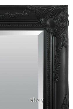 Grand Miroir Antique Longueur Longue Ornée Noir 5ft7 X 2ft7 170cm X 79cm