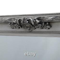 Grand Miroir Argent Orné Antique Style Wall Mounted Leaning Full Length 190cm