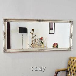 Grand Miroir Argent Pleine Longueur Vintage Chic Mur 5ft3 X 2ft5 160cm X 74cm