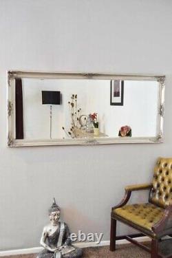 Grand Miroir Argent Pleine Longueur Vintage Chic Mur 5ft3 X 2ft5 160cm X 74cm