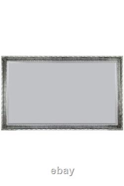 Grand Miroir Argenté Orné Mur Leaner 6ft7 x 4ft7 201cm x 140cm