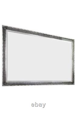 Grand Miroir Argenté Orné Mur Leaner 6ft7 x 4ft7 201cm x 140cm