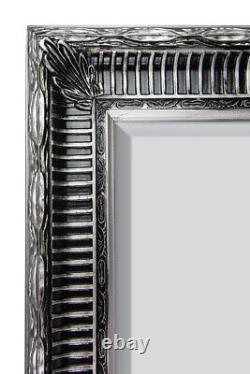 Grand Miroir Argenté Orné Mur Leaner 6ft7 x 4ft7 201cm x 140cm