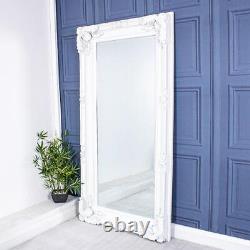 Grand Miroir Blanc Lourdement Orné Mur Pleine Longueur Windsor 173cm X 87cm