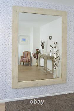 Grand Miroir De Mur En Bois Massif Blanc Plein Pleine Longueur 7ft X 5ft 213cm X 152cm