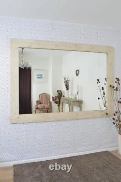 Grand Miroir De Mur En Bois Massif Blanc Plein Pleine Longueur 7ft X 5ft 213cm X 152cm