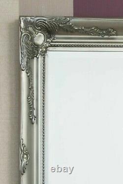 Grand Miroir De Pleine Longueur Antique Argent Orné Leaner Miroir Mural 157cm X 68cm