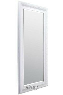Grand Miroir Long Orné Blanc Pleine Longueur 5ft10x2ft10 177cmx86cm