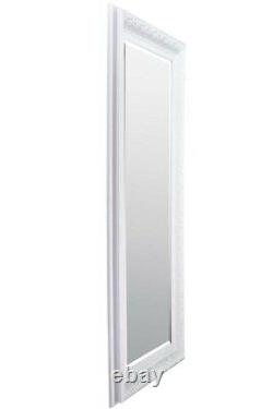 Grand Miroir Longueur Complète Blanc Orné Long 5ft18x 2ft8 173cm X 81cm
