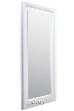Grand Miroir Longueur Complète Blanc Orné Long 5ft18x 2ft8 173cm X 81cm