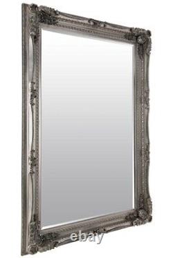 Grand Miroir Louis Argent Antique Longueur Complète Mur De Sol Plongé 179cm X 118cm
